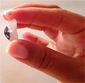 prosthetic lens close-up
